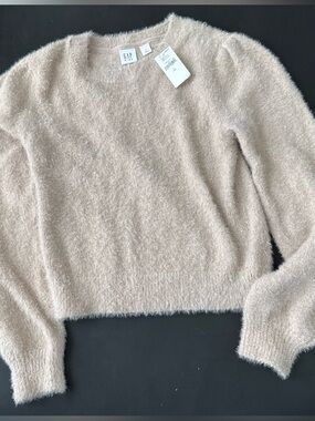 GAP Fuzzy Crewneck Sweater in Light Beige